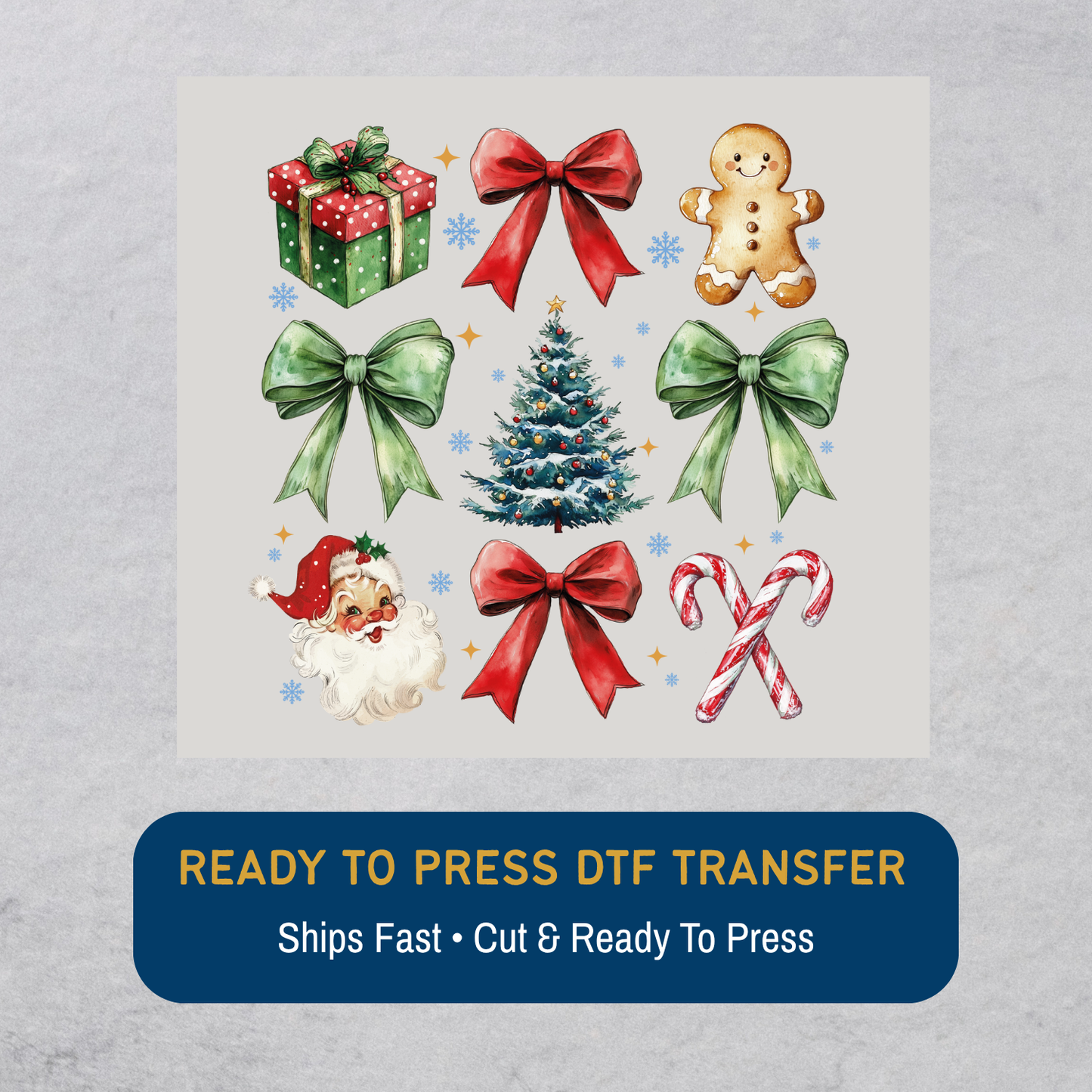 Retro Christmas Pattern DTF Transfer