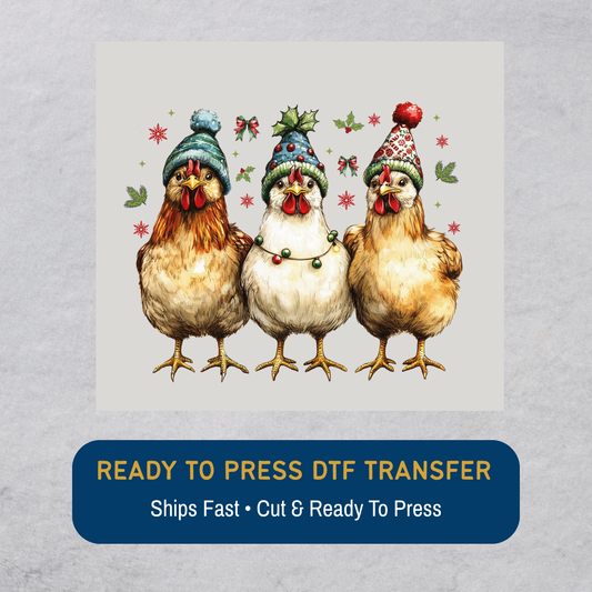Festive Chickens DTF Transfer