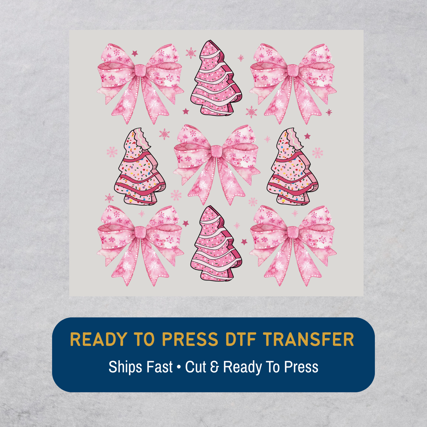 Pink Debbie Snack & Bow Pattern DTF Transfer