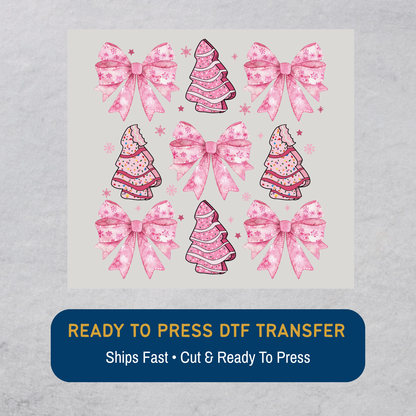 Pink Debbie Snack & Bow Pattern DTF Transfer