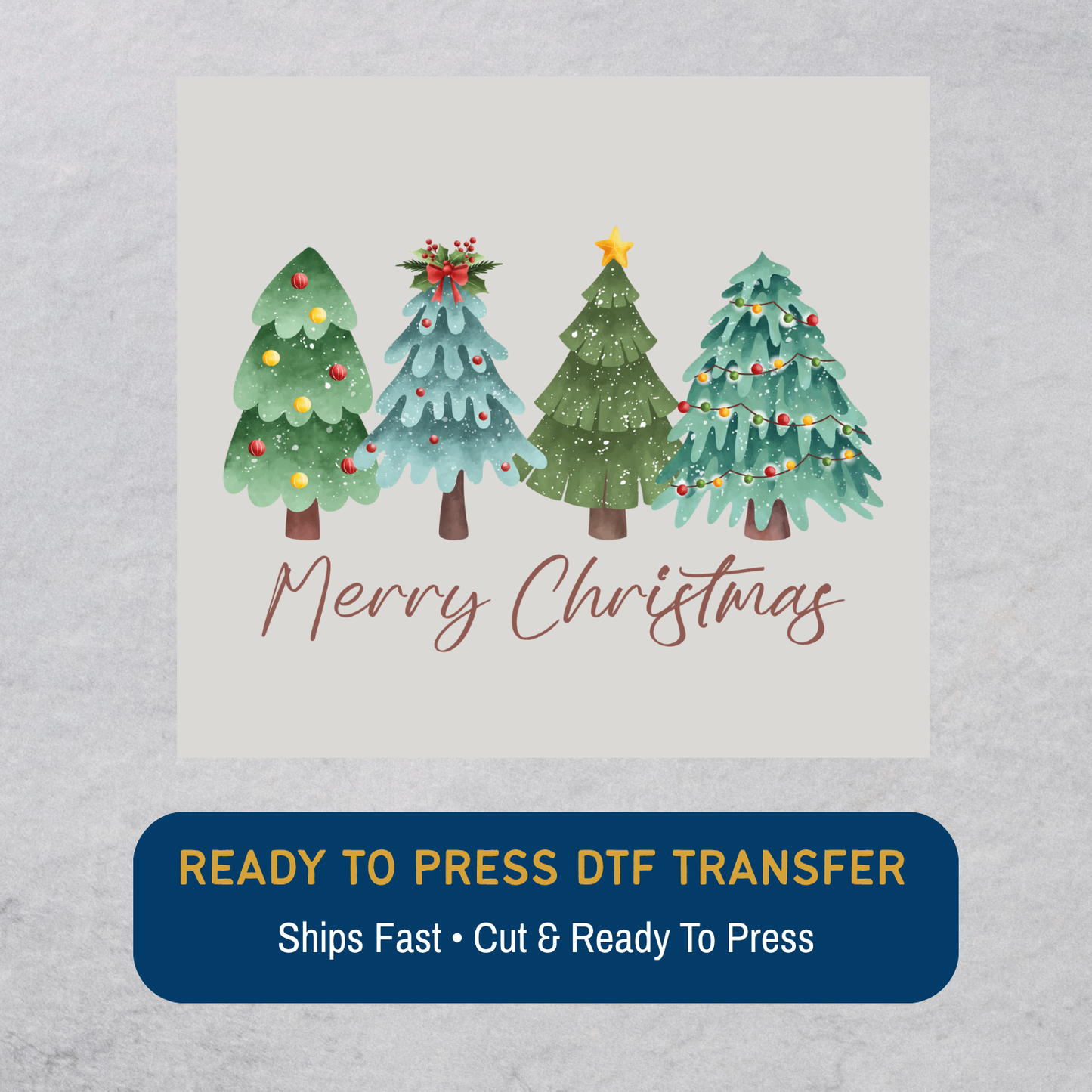 Merry Christmas Evergreen Row DTF Transfer