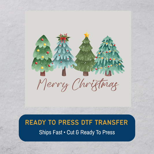 Merry Christmas Evergreen Row DTF Transfer