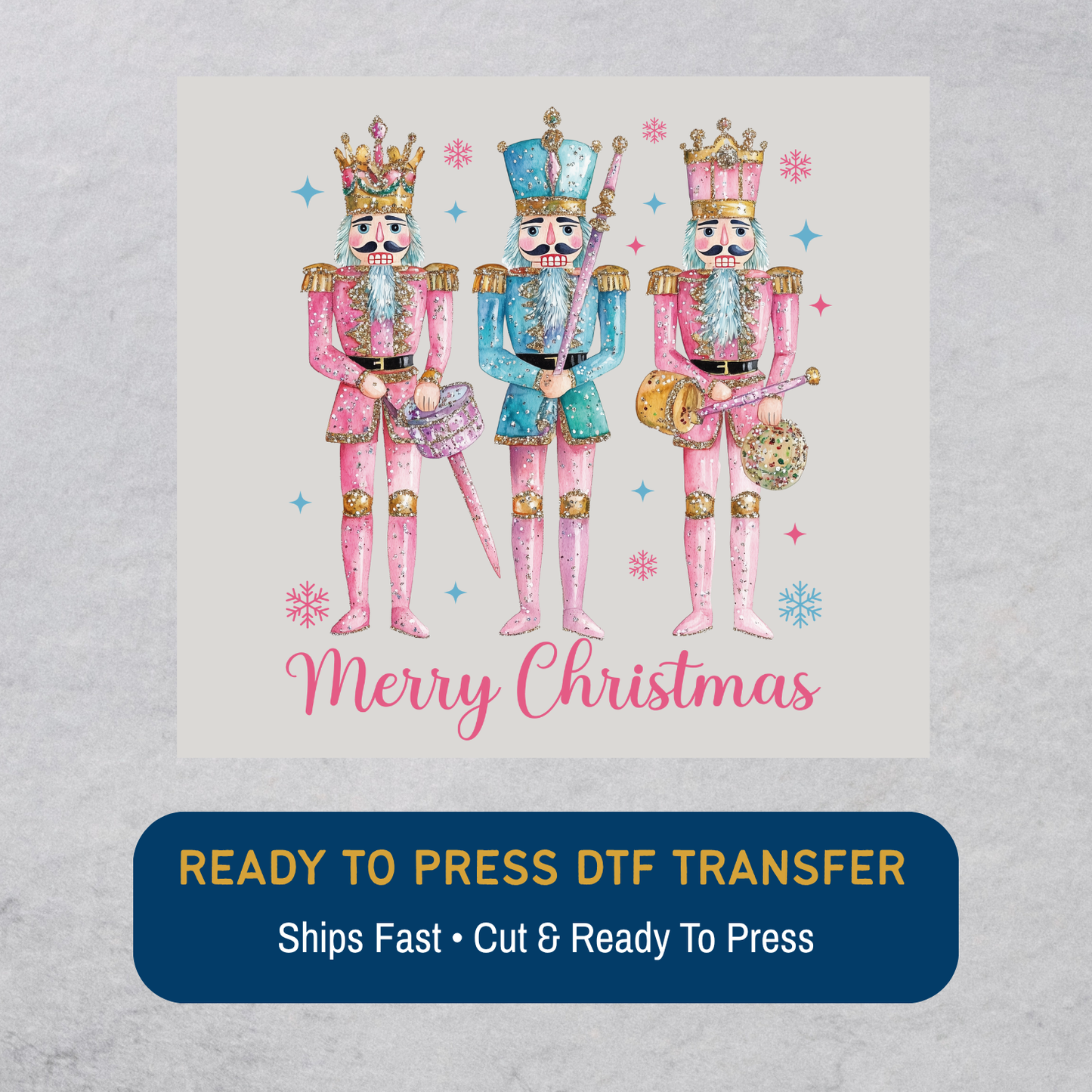 Pastel Nutcracker Trio Christmas DTF Transfer