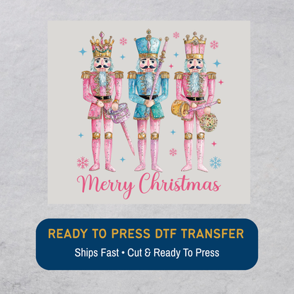 Pastel Nutcracker Trio Christmas DTF Transfer