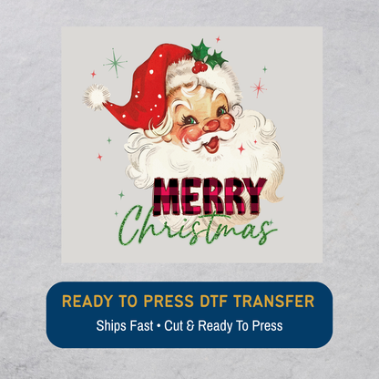 Merry Christmas Retro Santa DTF Transfer