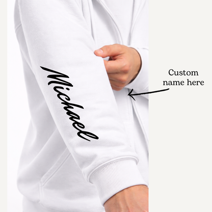 Zip Up Hoodie Custom Chest Logo + Custom Sleeve Name