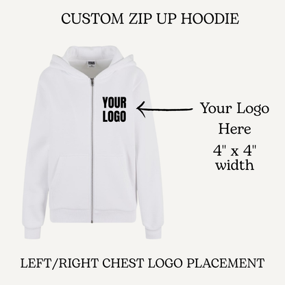 Zip Up Hoodie Custom Chest Logo + Custom Sleeve Name