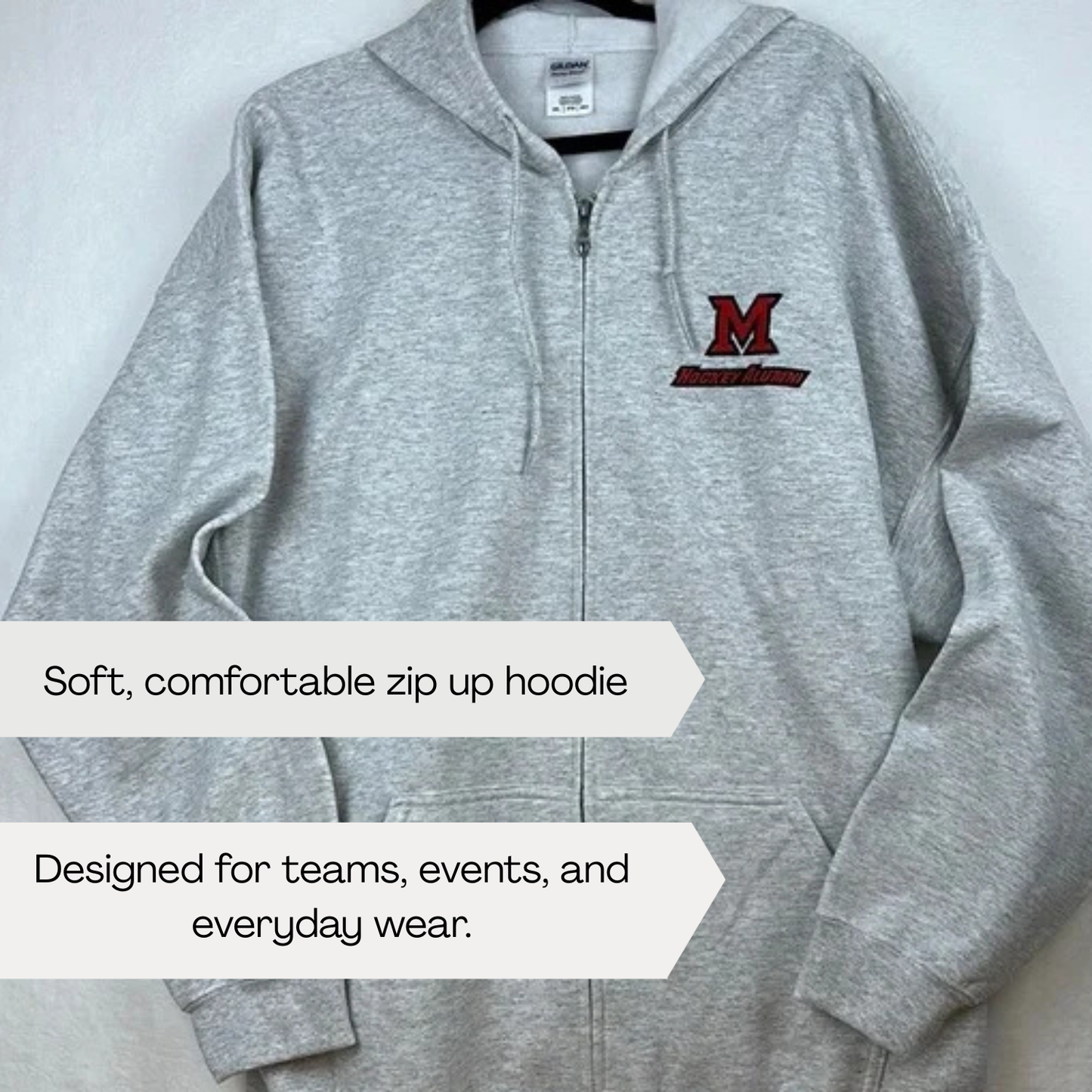 Zip Up Hoodie Custom Chest Logo + Custom Sleeve Name